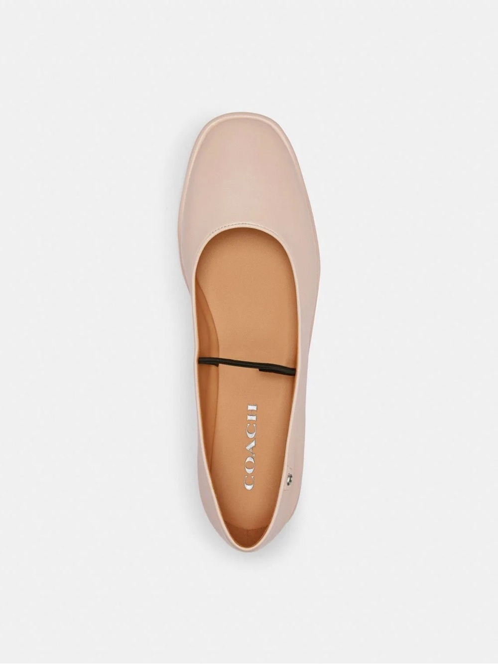 Coach Women's Pale Pink Leather Square-Toe Ballet Flat - Picture 1 of 6